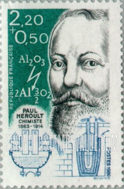 FindYourStampsValue: SEMI-POSTAL - Famous men: Paul Heroult (1863-1914), chemist
