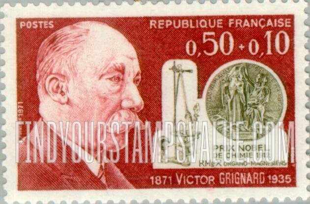 FindYourStampsValue: SEMI-POSTAL - Victor Grignard (1871-1935), chemist, Nobel Prize medal