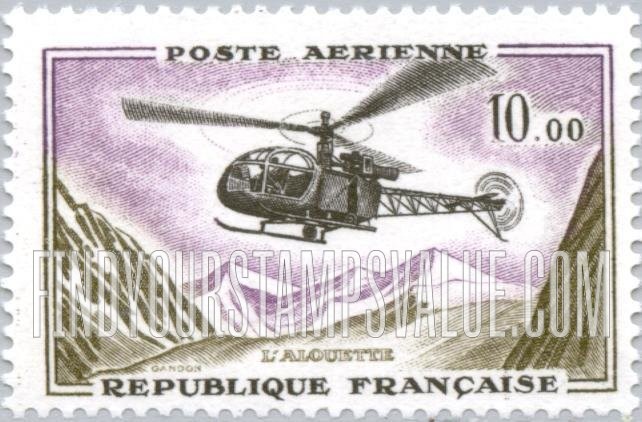 FindYourStampsValue: AIR POST - Alouette helicopter: Types of 1954-59