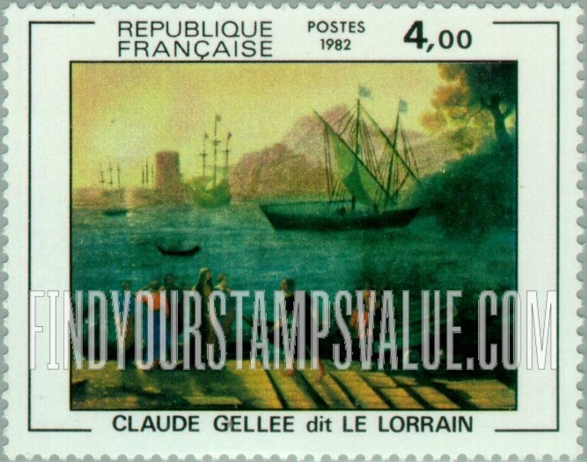 FindYourStampsValue: Embarkation for Ostia, by Claude Gellee