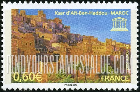 FindYourStampsValue: FOR THE UNITED NATIONS EDUCATIONAL, SCIENTIFIC AND CULTURAL ORGANIZATION - Ksar d’Ait-Ben-Haddou, Morocco