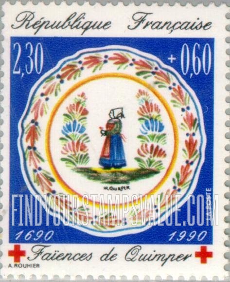 FindYourStampsValue: SEMI-POSTAL - Quimper or Brittany Ware Faience plate