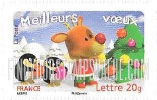 FindYourStampsValue: Holiday Greetings: Reindeer, Christmas tree, two penguins
