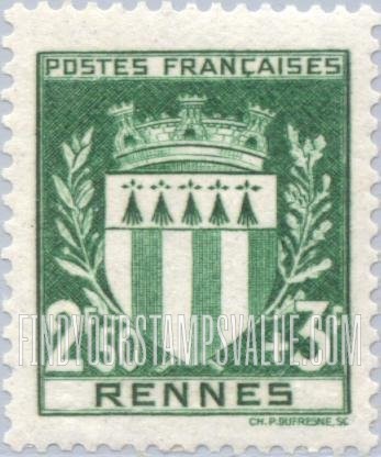 FindYourStampsValue: SEMI-POSTAL - Arms of Various Cities: Rennes