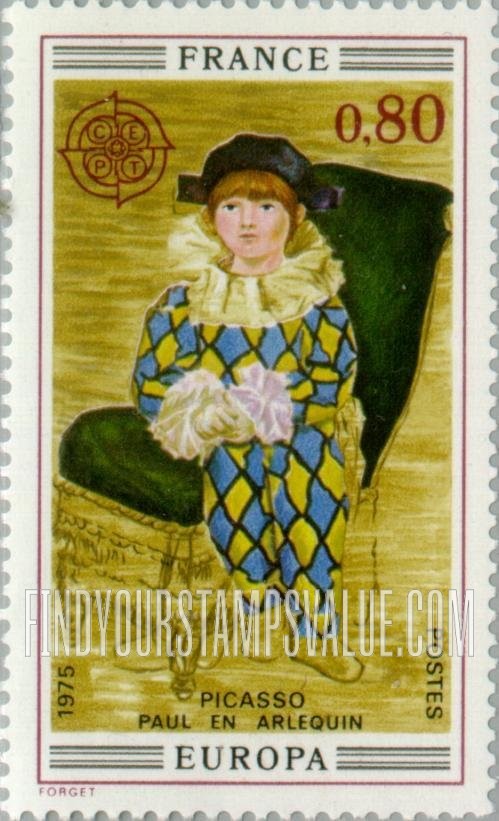 FindYourStampsValue: Paul as Harlequin, by Picasso