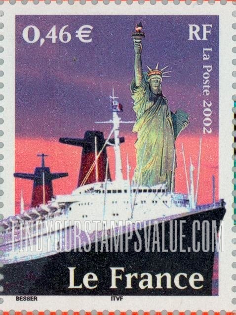 FindYourStampsValue: 20th Century Type of 2000: Ocean liner France, vertical