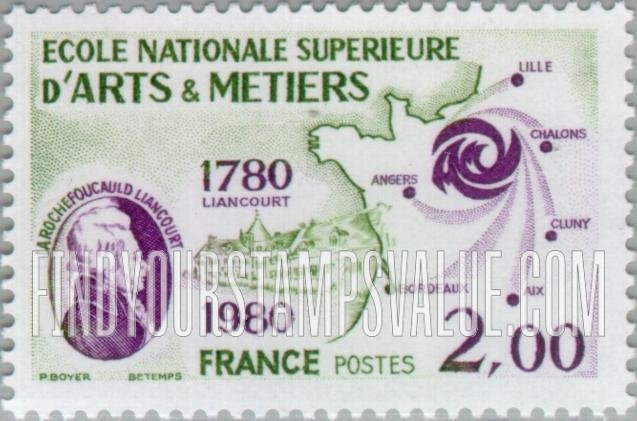 FindYourStampsValue: Liancourt, College, Map of Northwestern France
