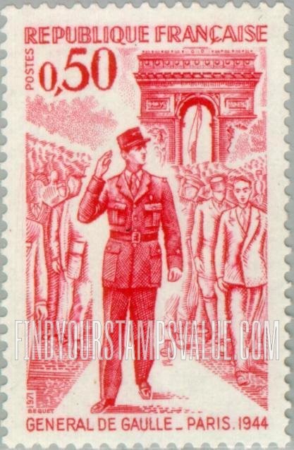 FindYourStampsValue: De Gaulle Issue: De Gaulle entering Paris, 1944