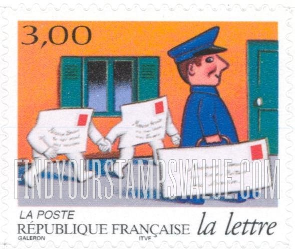 FindYourStampsValue: Cartoon Journey of a Letter: Following postman carrying another “Envelope“