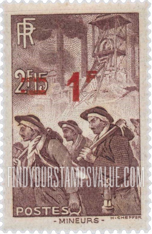 FindYourStampsValue: Miners: Stamps of 1932-39 Surcharged in Carmine