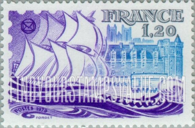 FindYourStampsValue: Ship and View of Nantes
