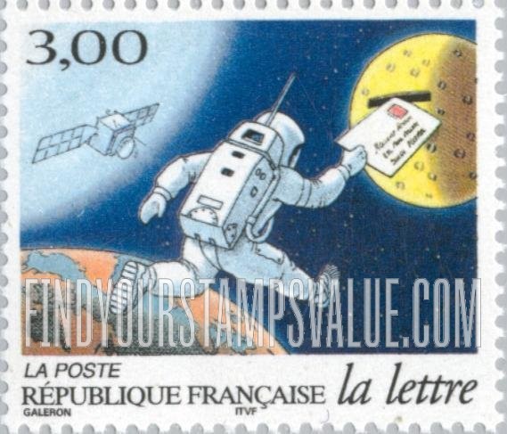 FindYourStampsValue: Journey of a Letter Type: Astronaut carrrying letter in space from earth to the moon