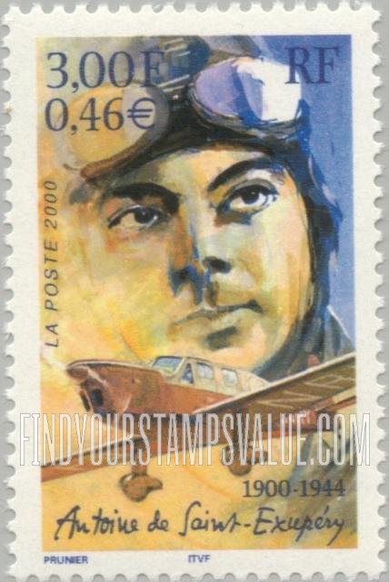 FindYourStampsValue: Antoine de Saint-Exupéry (1900-44), Aviator, Writer