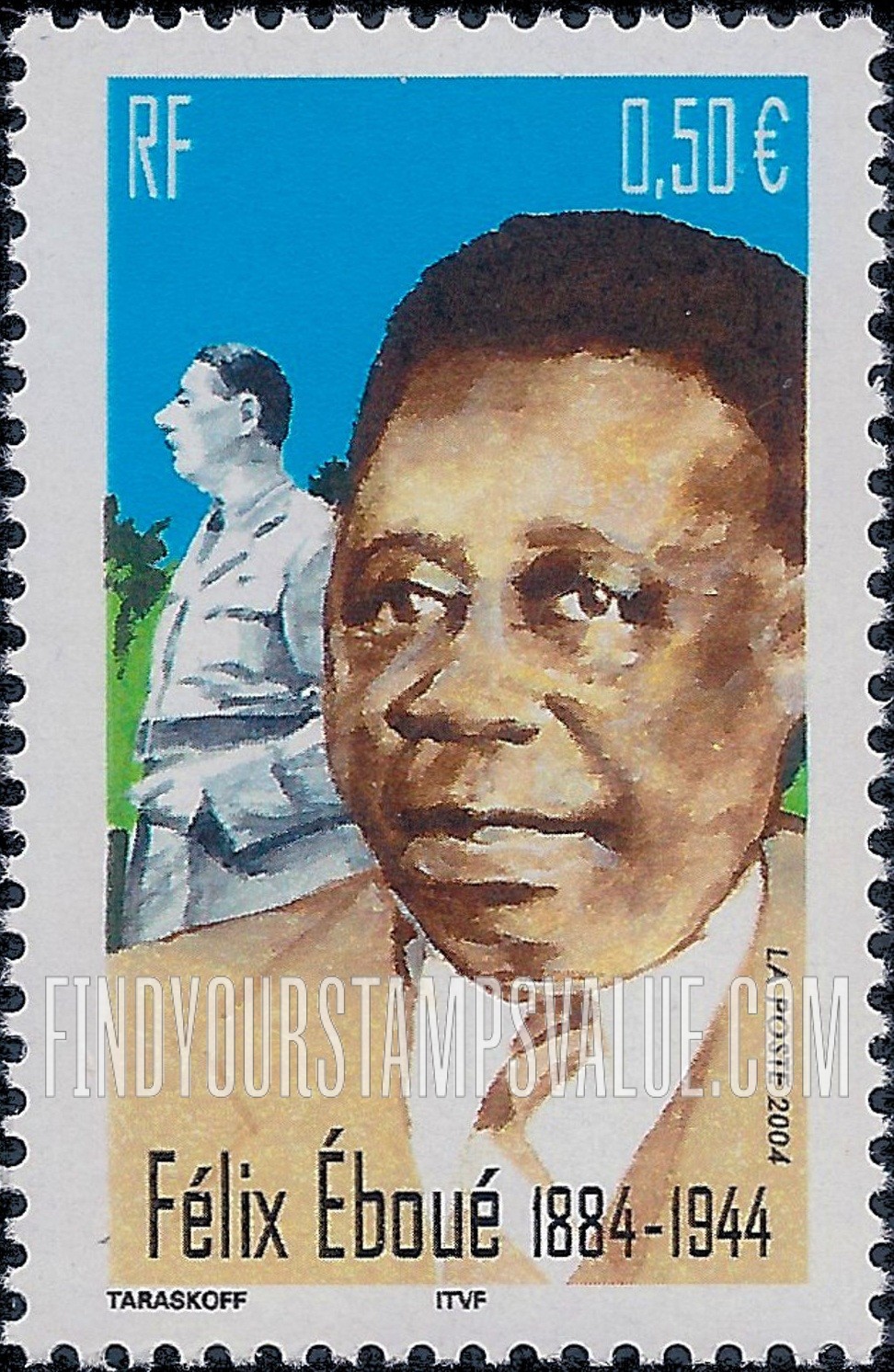 FindYourStampsValue: Félix Eboué (1884-1944), Colonial Governor