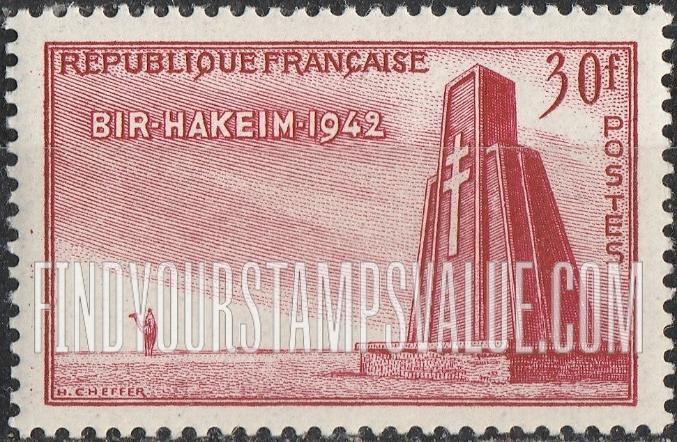 FindYourStampsValue: Monument, Bir-Hacheim Cemetery