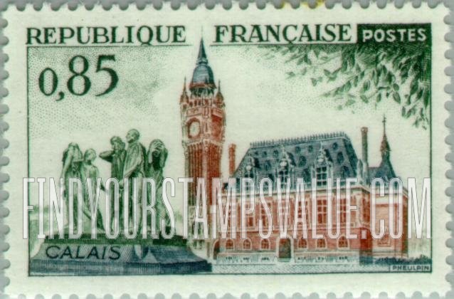 FindYourStampsValue: City hall and Rodin’s Burghers, Calais