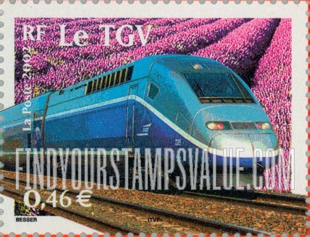 FindYourStampsValue: 20th Century Type of 2000: TGV train