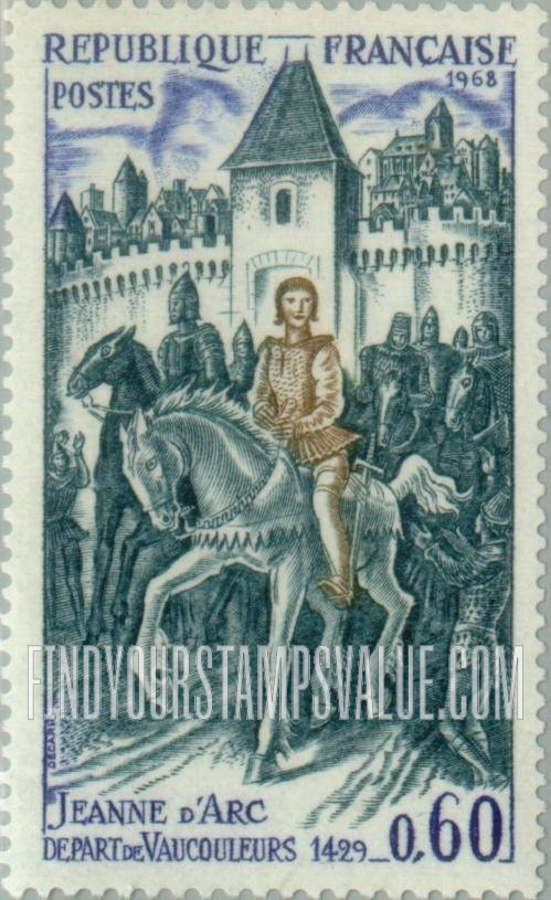 FindYourStampsValue: Joan of Arc leaving Vaucouleurs, 1429