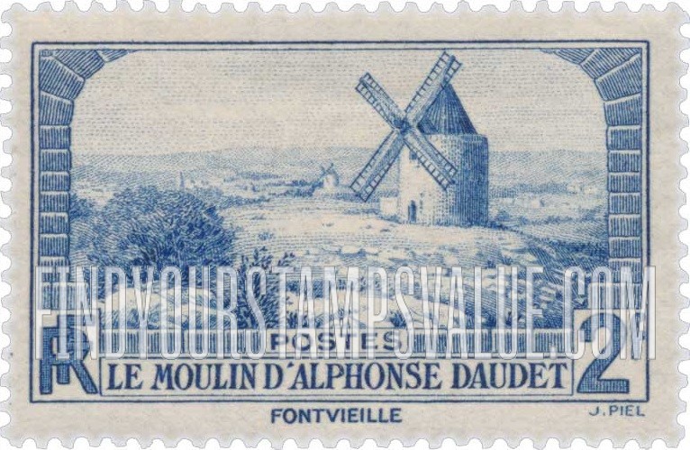 FindYourStampsValue: Windmill at Fontvielle, Immortalized by Daudet