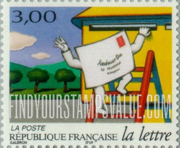 FindYourStampsValue: Cartoon Journey of a Letter: Climbing ladder to go into letter box