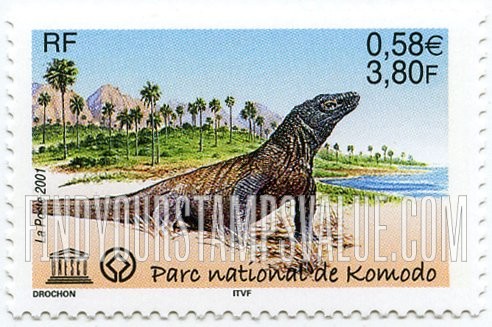 FindYourStampsValue: FOR THE UNITED NATIONS EDUCATIONAL, SCIENTIFIC AND CULTURAL ORGANIZATION - Komodo Dragon, Komodo National Park, Indonesia