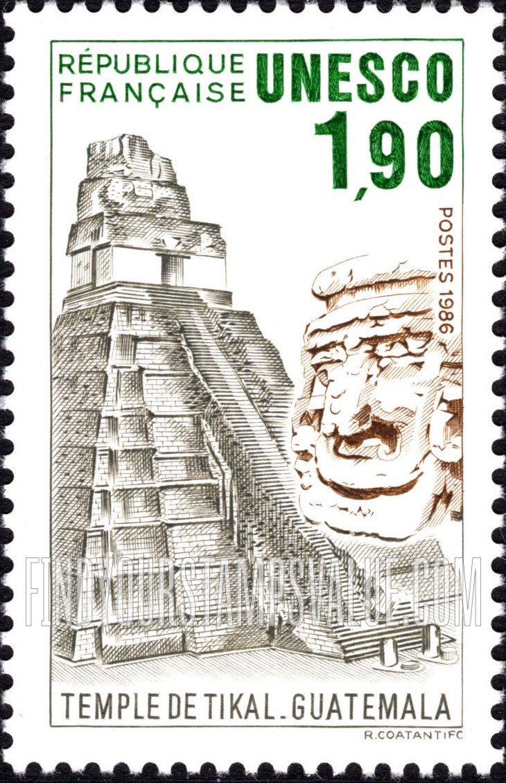 FindYourStampsValue: FOR THE UNITED NATIONS EDUCATIONAL, SCIENTIFIC AND CULTURAL ORGANIZATION - Tikal Temple, Guatemala