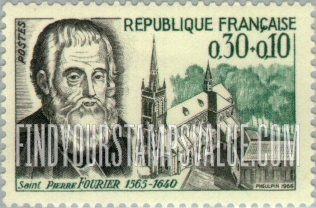 FindYourStampsValue: SEMI-POSTAL - St. Pierre Fourier and Basilica of St. Pierre Fourier, Mirecourt