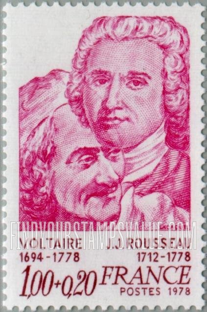 FindYourStampsValue: SEMI-POSTAL - Voltaire (1694-1778) and Jean Jacques Rousseau (1712-1778)