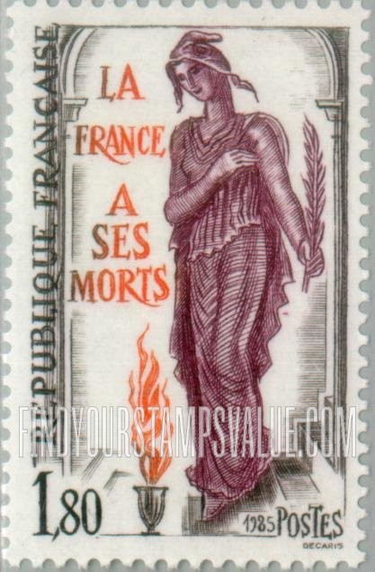 FindYourStampsValue: La France Mourning the Dead, Eternal Flame