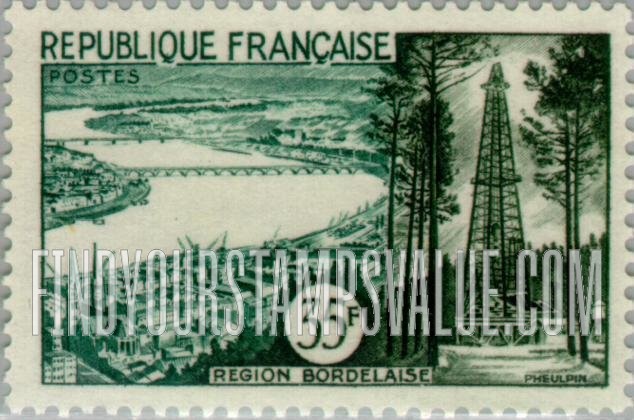 FindYourStampsValue: Bordeaux: Scenic Types of 1955, 1957