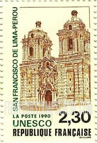 FindYourStampsValue: FOR THE UNITED NATIONS EDUCATIONAL, SCIENTIFIC AND CULTURAL ORGANIZATION - San Francisco de Lima, Peru, vertical