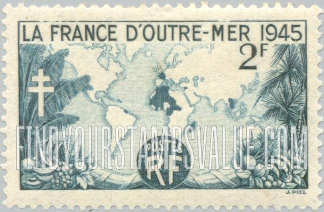 FindYourStampsValue: World Map Showing French Possessions
