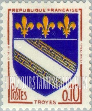 FindYourStampsValue: Arms of Troyes: Arms Type of 1958-59