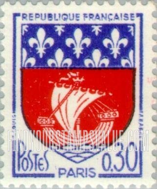 FindYourStampsValue: Ams of Paris: Arms Type of 1958-59