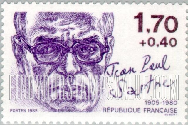 FindYourStampsValue: SEMI-POSTAL - Authors: Jean-Paul Sartre (1905-1980)