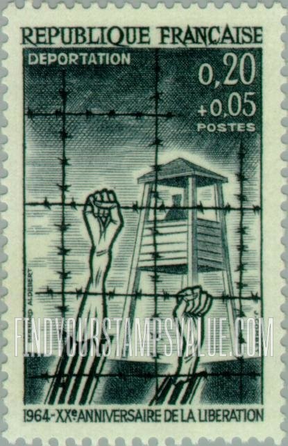 FindYourStampsValue: SEMI-POSTAL - “Deportation,” concentraion camp with watchtower and barbed wire
