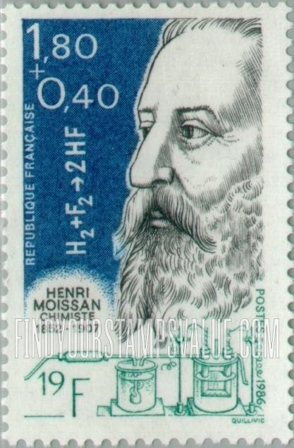 FindYourStampsValue: SEMI-POSTAL - Famous men: Henri Moissan (1852-1907), chemist