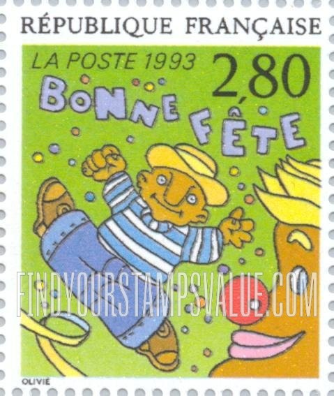FindYourStampsValue: Greetings: Happy Birthday, Bernard Olivie