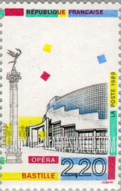 FindYourStampsValue: Historic Sights, Paris: Bastille Monument and Opera de la Bastille