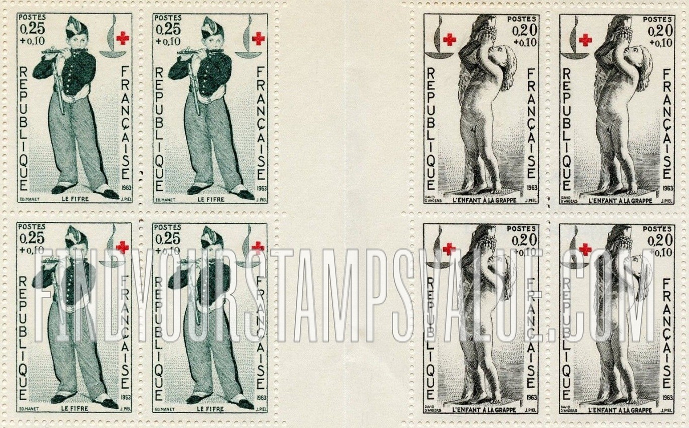 FindYourStampsValue: SEMI-POSTAL - “Child with Grapes” by David d’Angers and Centenary Emblem