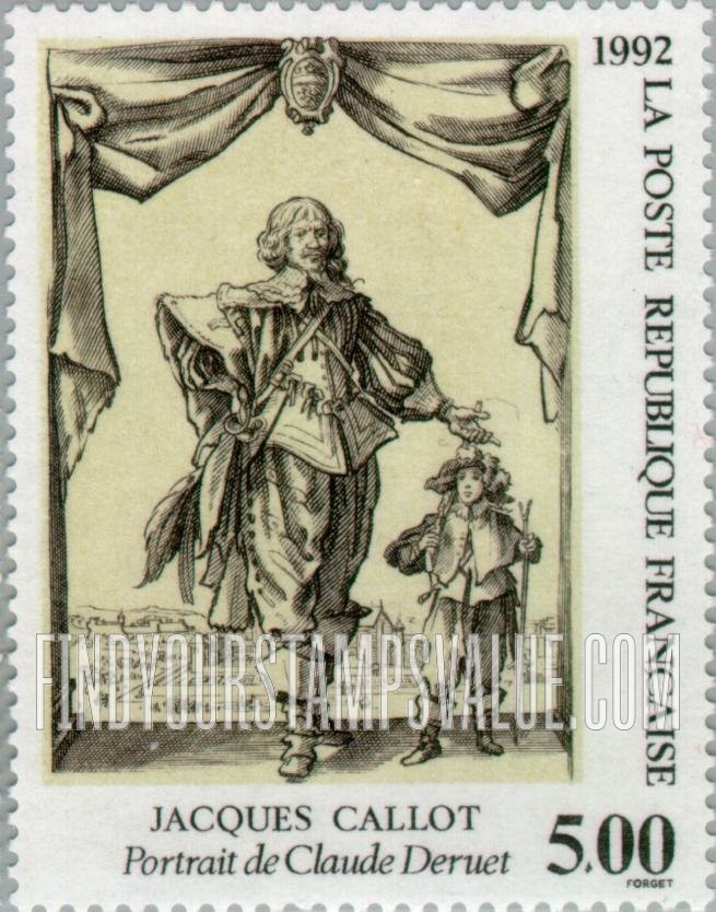 FindYourStampsValue: Portrait of Jacques Callot (1592-1635), by Claude Deruet