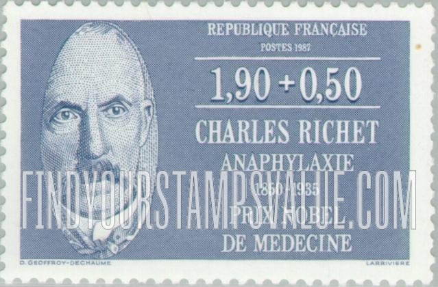 FindYourStampsValue: SEMI-POSTAL - Physicians and Biologists: Charles Richet (1850-1935)