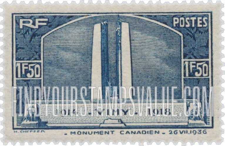 FindYourStampsValue: Canadian War Memorial at Vimy Ridge