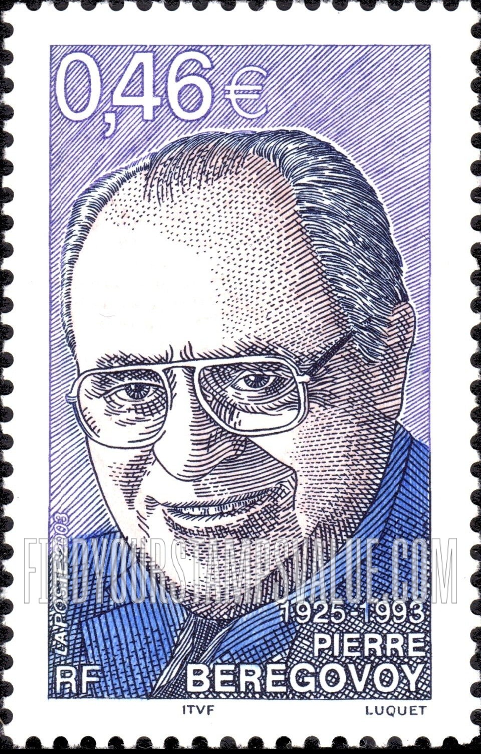 FindYourStampsValue: Pierre Bérégovoy (1925-93), Prime Minister