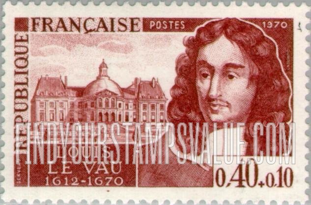 FindYourStampsValue: SEMI-POSTAL - Louis Le Vau (1612-1670), architect, and Vaux-le-Vicomte Chateau, Paris
