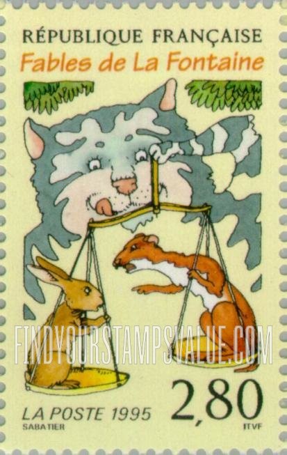 FindYourStampsValue: Fables of Jean de la Fontaine (1621-95): The Cat, the Weasel, and the Small Rabbit
