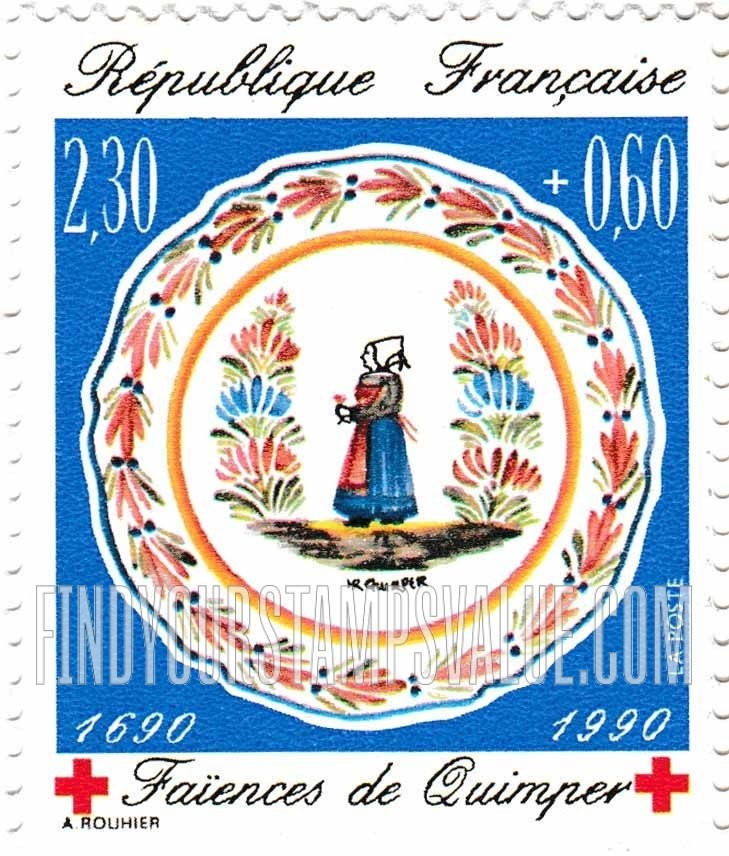 FindYourStampsValue: SEMI-POSTAL - Quimper or Brittany Ware Faience plate