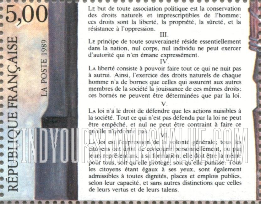 FindYourStampsValue: Declaration of the Rights of Man and the Citizen, Versailles, Aug. 26, 1789: Articles II-VI
