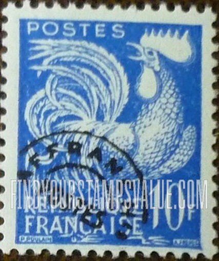 FindYourStampsValue: Gallic Cock: Gallic Cock Type of 1954