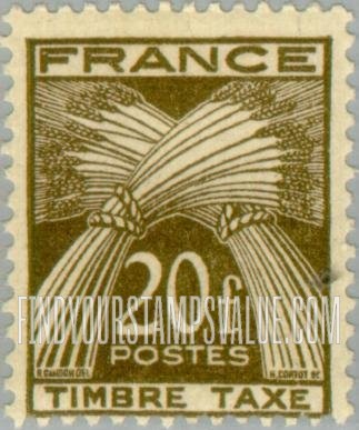 FindYourStampsValue: POSTAGE DUE - Sheaves of Wheat: Type of 1943